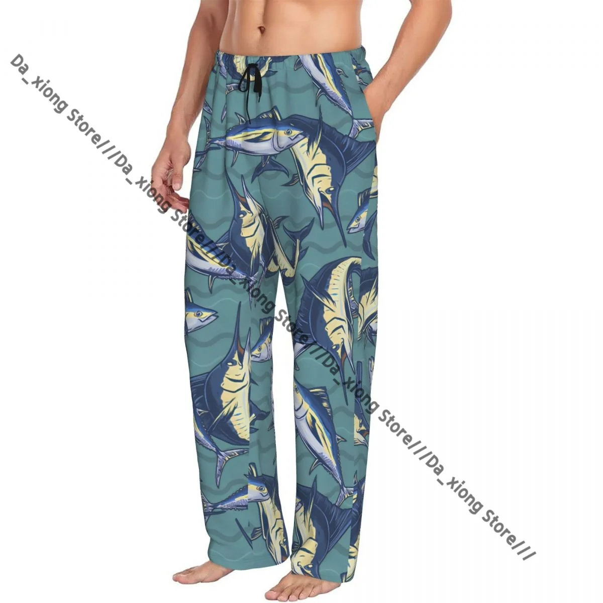 Marine Fish Pattern Mens Pajamas Pyjamas Pants Lounge Pants Sleep Bottoms