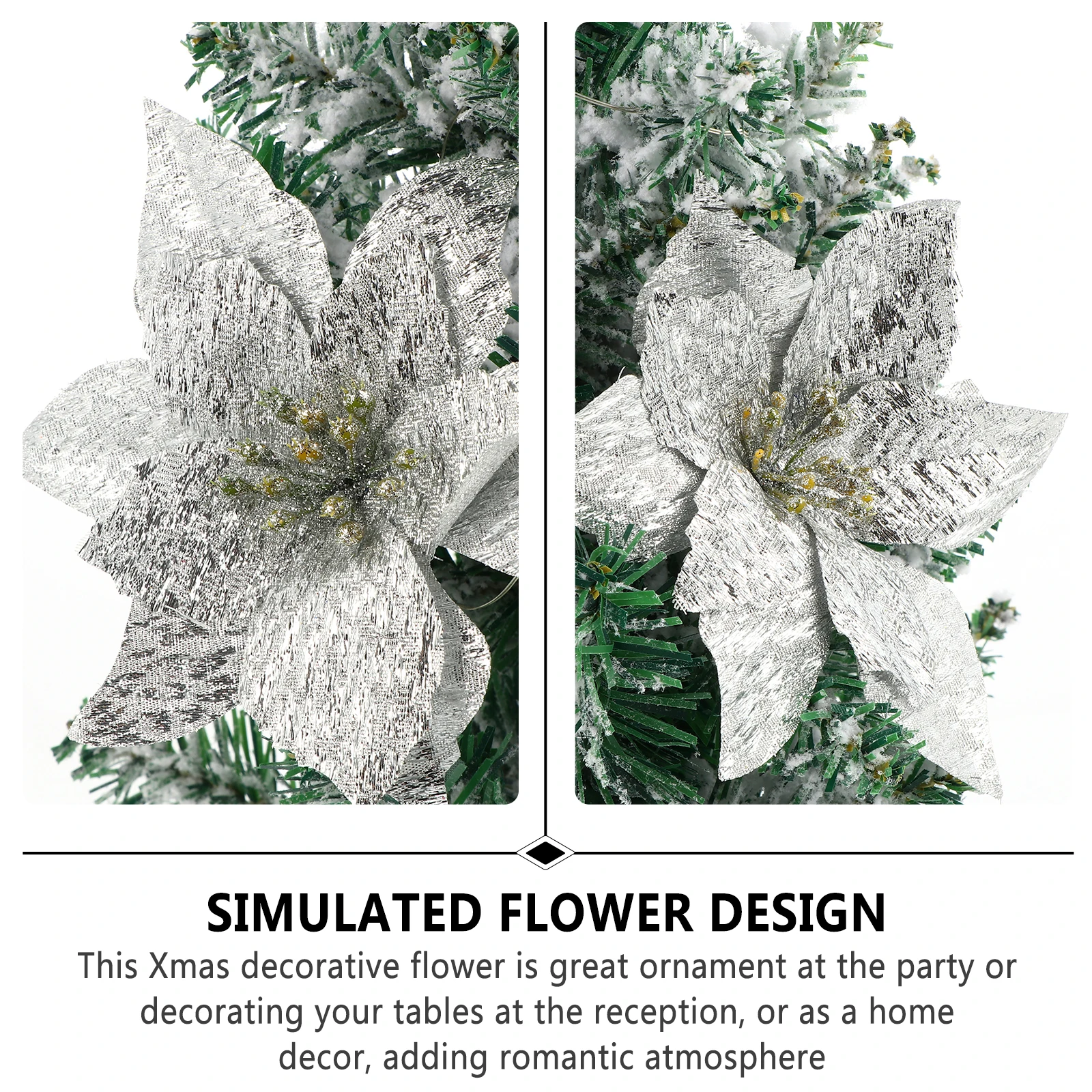 

12Pcs Decorative Flower Artificial Christmas Bloom for Party Styling Xmas Tree Accessory Decoration