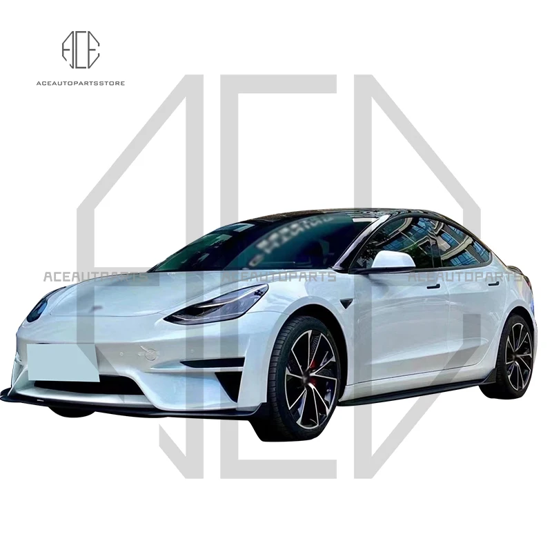 Robots Style Body Kit For Tesla Model 3 Facelift Bumper Spoiler Front Bar Back Bar Side Skirt FRP/CF Material Auto Parts