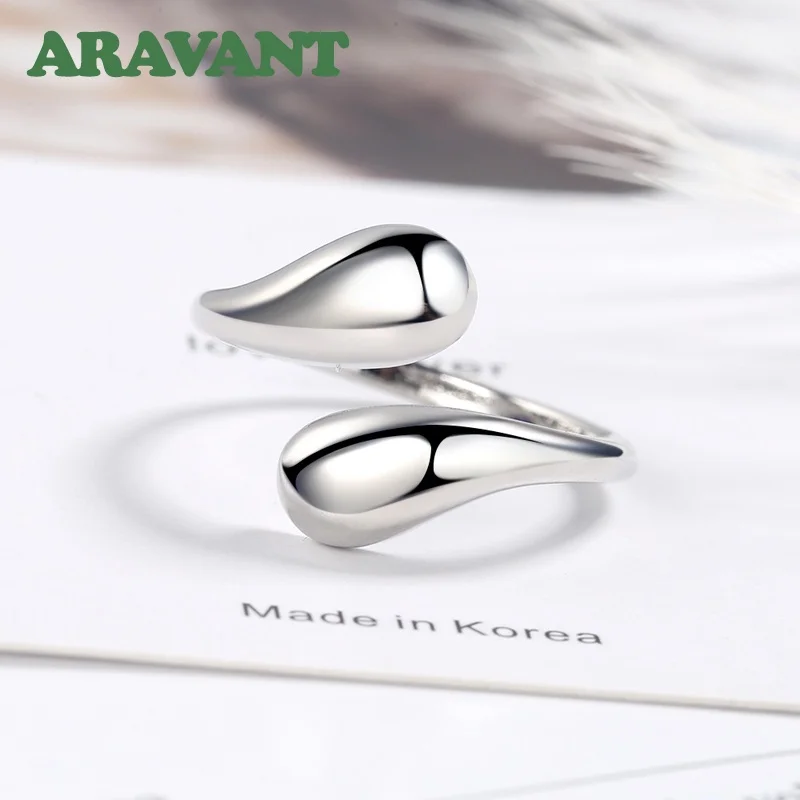 Aravant 925 Silver 18K Gold Water Drop Finger Ring For Women Fashion Jewelry