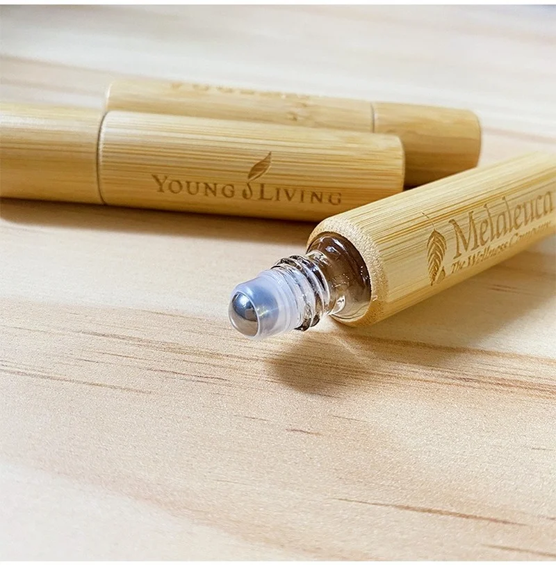 Roll on Bottle Natural Bamboo 5ml 10ml Mini Perfume Bottle Portable Roll-On Essential Oil Container Cosmetic Sample Packaging