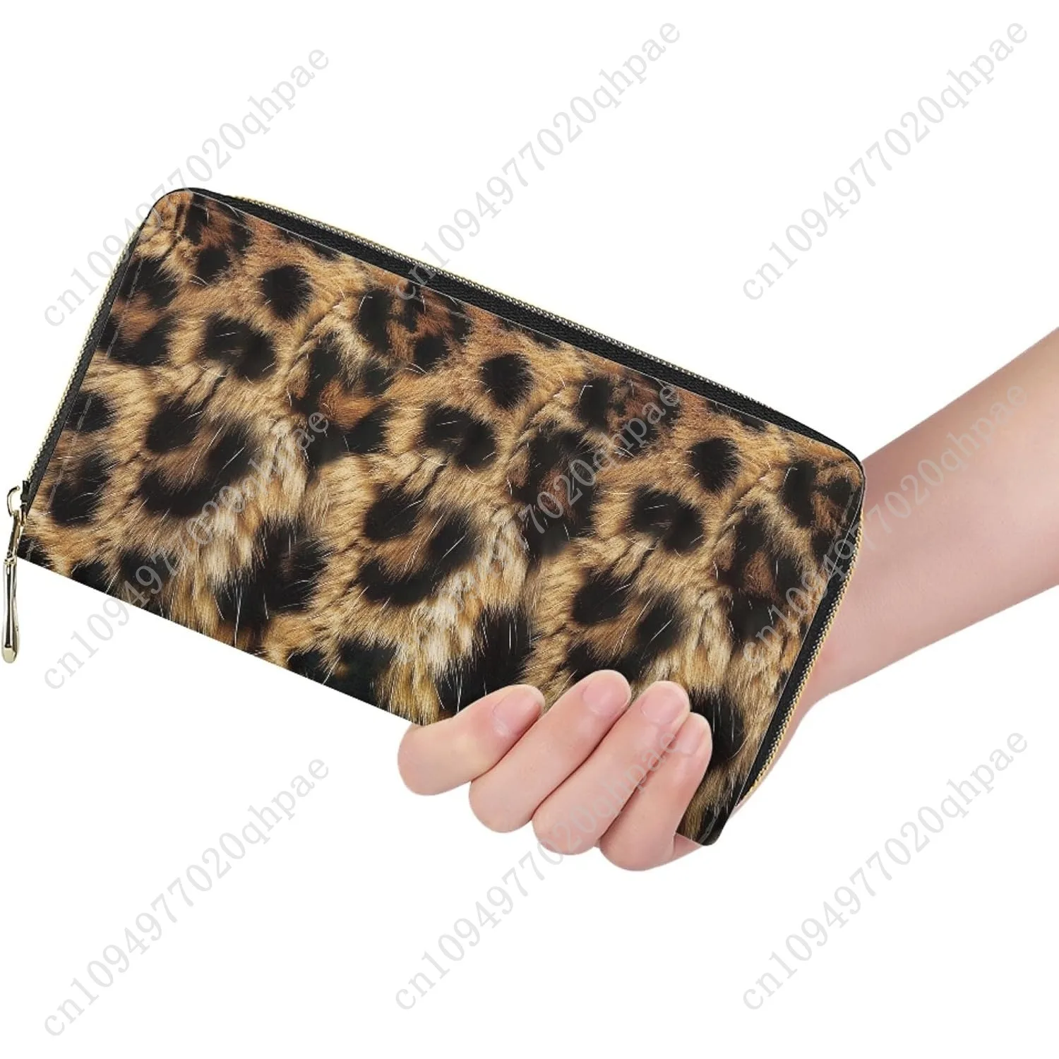Leopard Women's Wallet Zip Around Purse PU Long Clutch with Credit Card Holder for Ladies