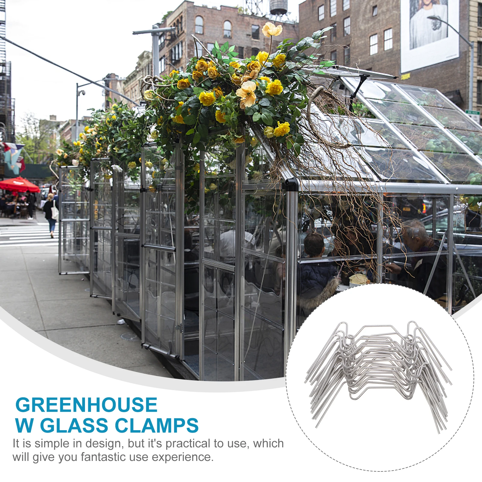 

25Pcs Stainless Steel W Clips Durable Strong Greenhouse Accessories W Wire Pane Fixing Clamps Glass Pane W-Wire Clip