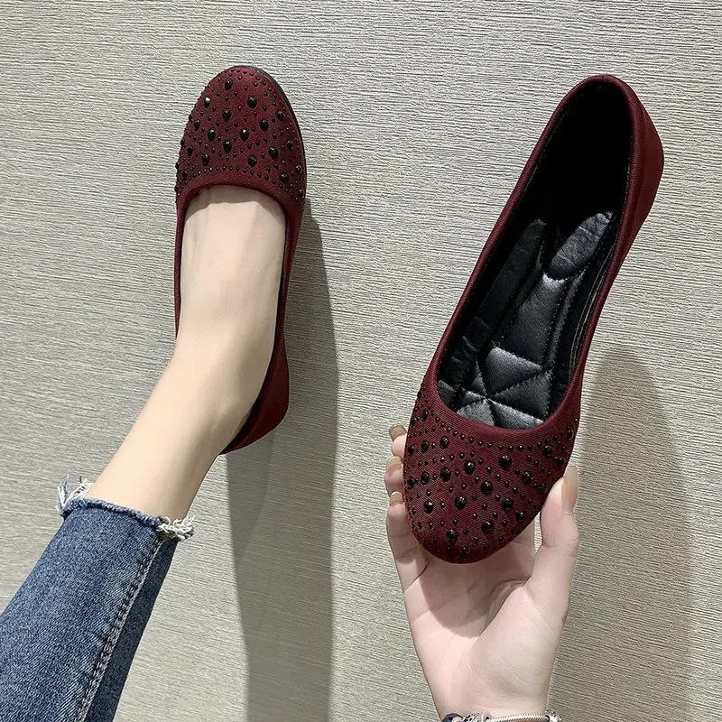 Scarpe basse casual da donna con bocca poco profonda e testa tonda Moda primaverile e autunnale più comode scarpe basse da un piede.