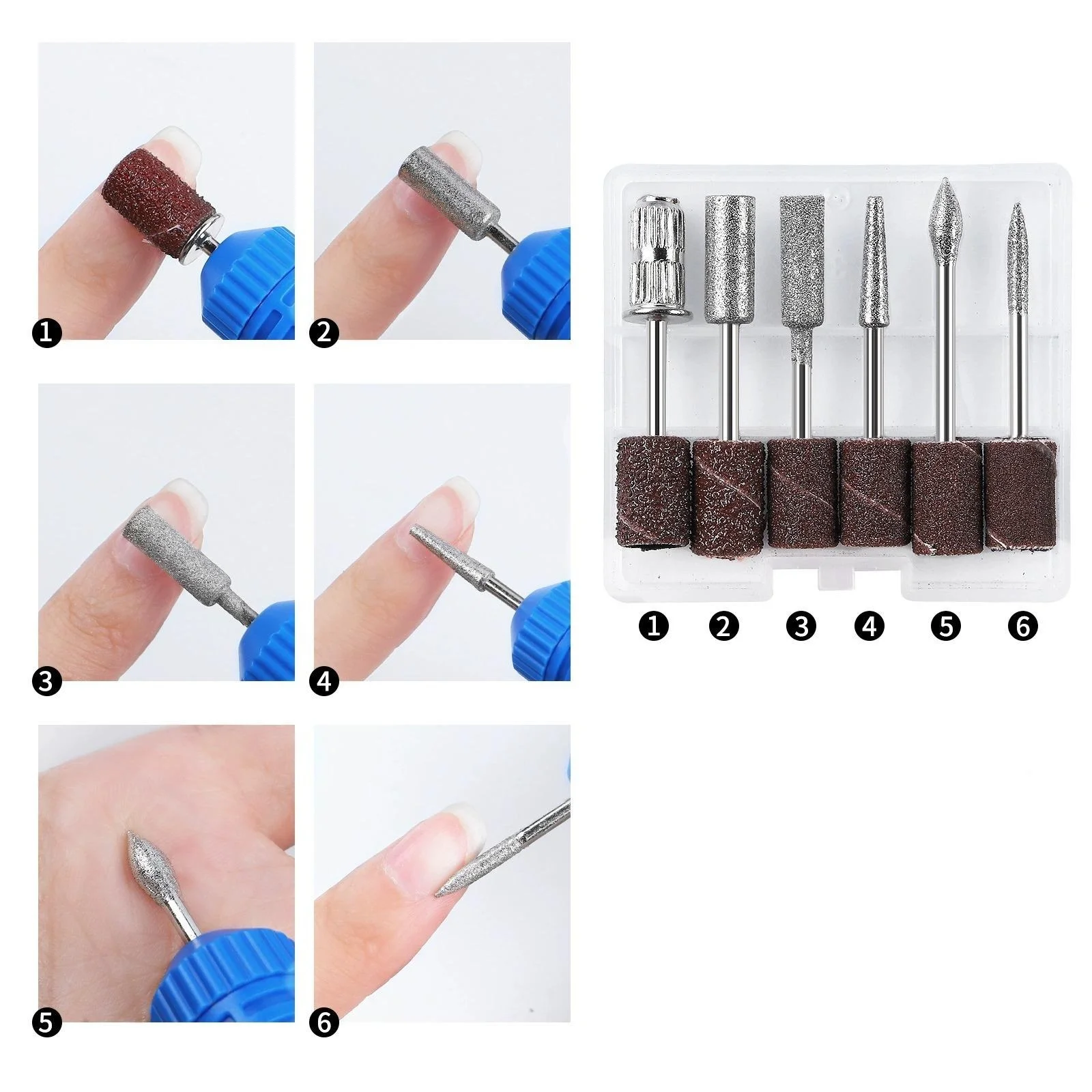 Azul Elétrico Prego Brocas Kit Remover Polidor Manicure Pedicure 6pcs Arquivo Bandas Máquina Art Pen Device Equipment