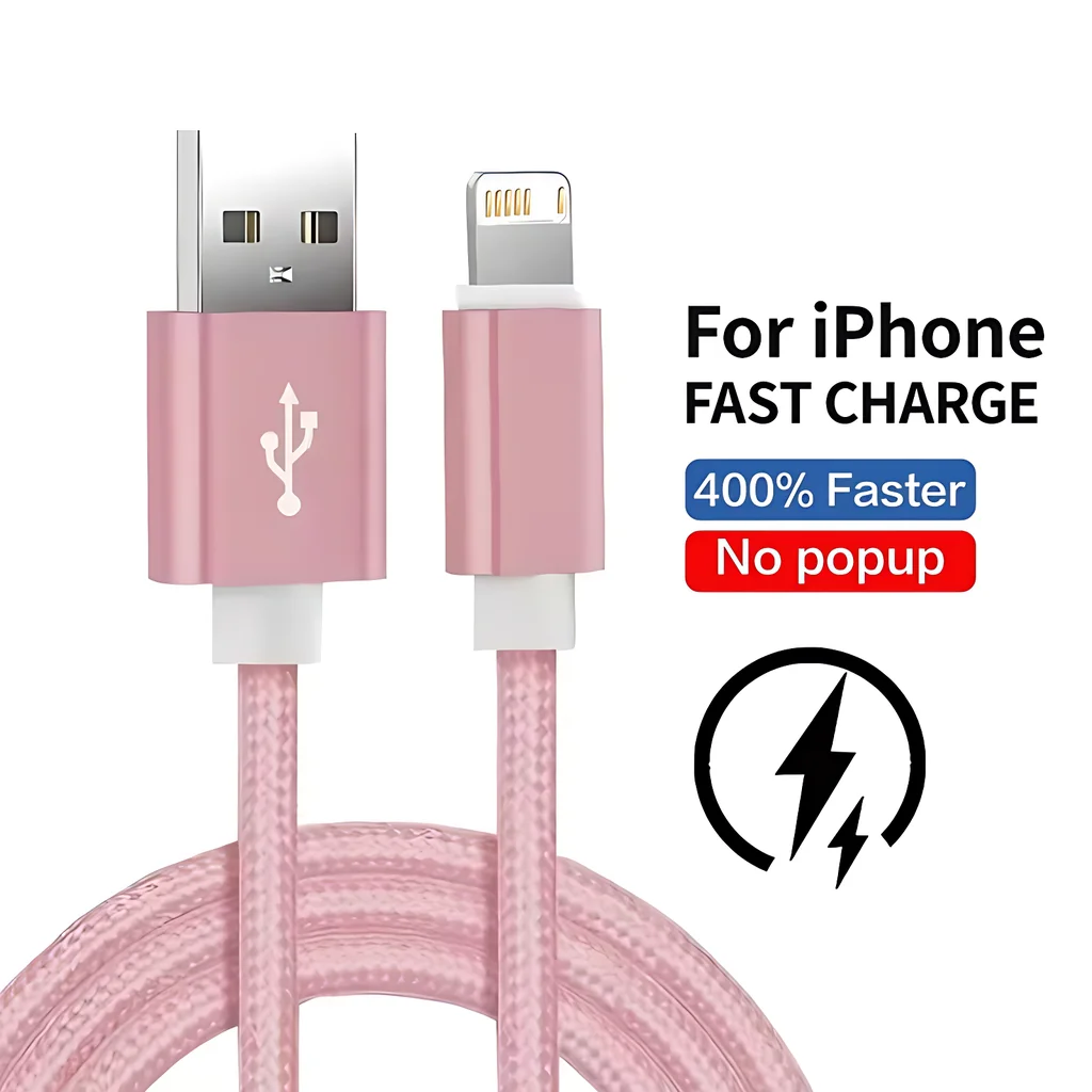 USB Charge Cable For iPhone 11 12 mini 13 14 Pro Max X XR XS Max 6 6S 7 8 Plus SE Fast Charging Cables Nylon Braided Data Line