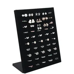 Black Velet L Shape Finger Rings Jewelry Display Stand Shelf Showcase Finger Ring Holder Storage Rack Stock