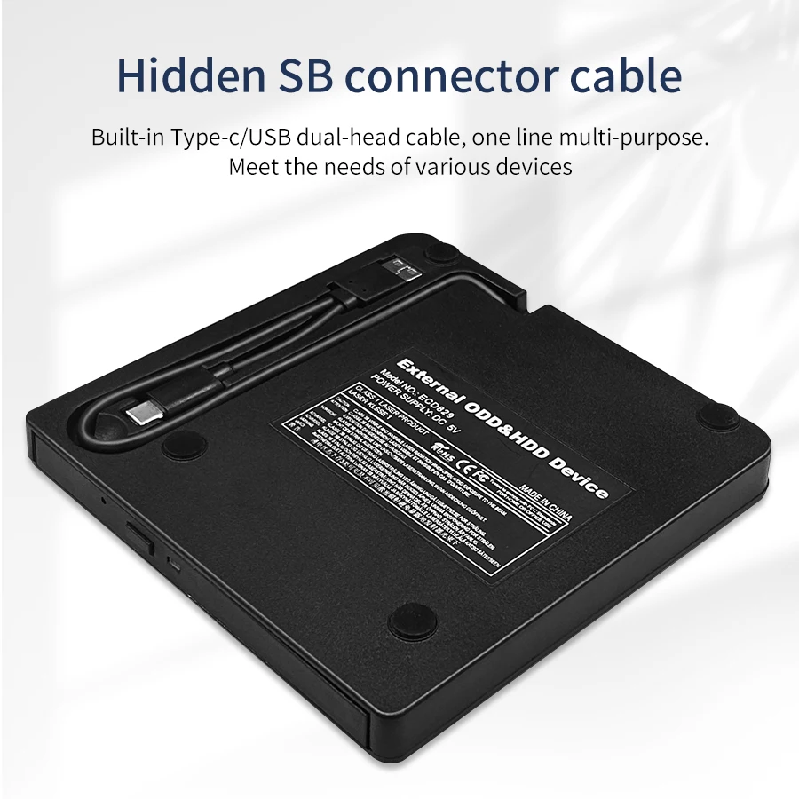 2 in 1 USB 3.0 Type C External DVD RW CD Writer Slim Drive Burner Reader Player Optical Drives For Laptop PC Portable DVD Burner