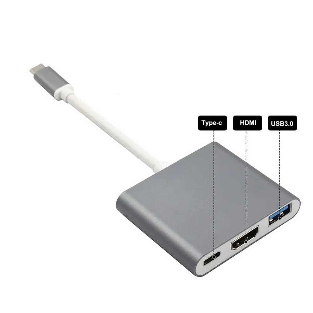 3 in 1 USB 3.1 Type-C to 4K UHD HDMI-compatible USB-C Hub Adapter Converter Plug and Play High Performance for Macbook