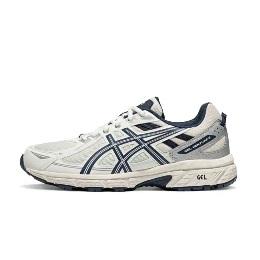 ASICS Gel-Venture 6 Men's White/Blue Low-Top Trail Runners – Soft Breathable Mesh, Non-Slip Durable Comfort & Fit 1011B550-107