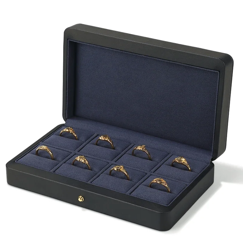 Caja de almacenamiento de joyas de cuero multicolor, caja de exhibición de anillos, almacenamiento de collares de cuero de alta gama, caja de joyería hecha a mano