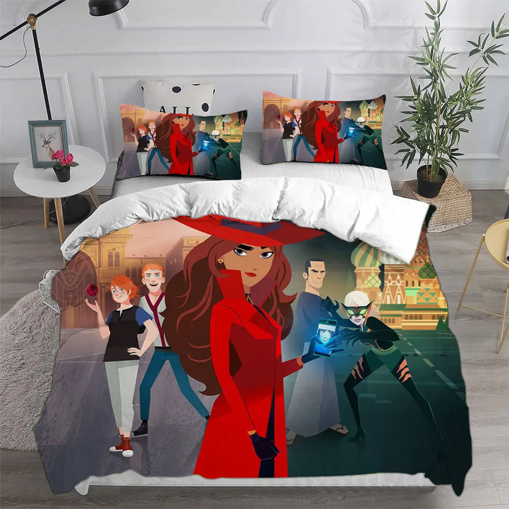 3d Printed Anime Carmen Sandiego Bedding Set Boys Girls Twin Queen King Size Duvet Cover Pillowcase Bed boys Adults Home Textile