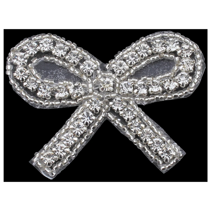 

20PC Handmade Bling Beaded Rhinestone Applique Sew On Manual Flatback Crystal Flower Cloth Applique for Dresses Craft ZH001