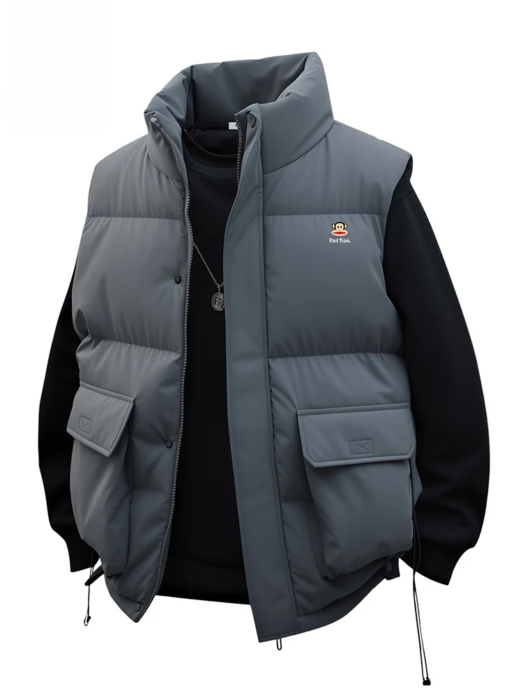 

PaulFrank Men's Sli Trendy oulder Warm Vest Coat Winter Color Stand Collar Monkey Jaet Polyester Fiber Thiened