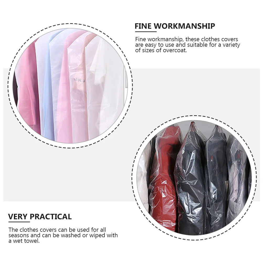 

50Pcs Dry Cleaning Bags Heavy Duty Hanging Clothes Covers Moisture Resistant Garment Storage Bag for Clothing Store Laundry Use