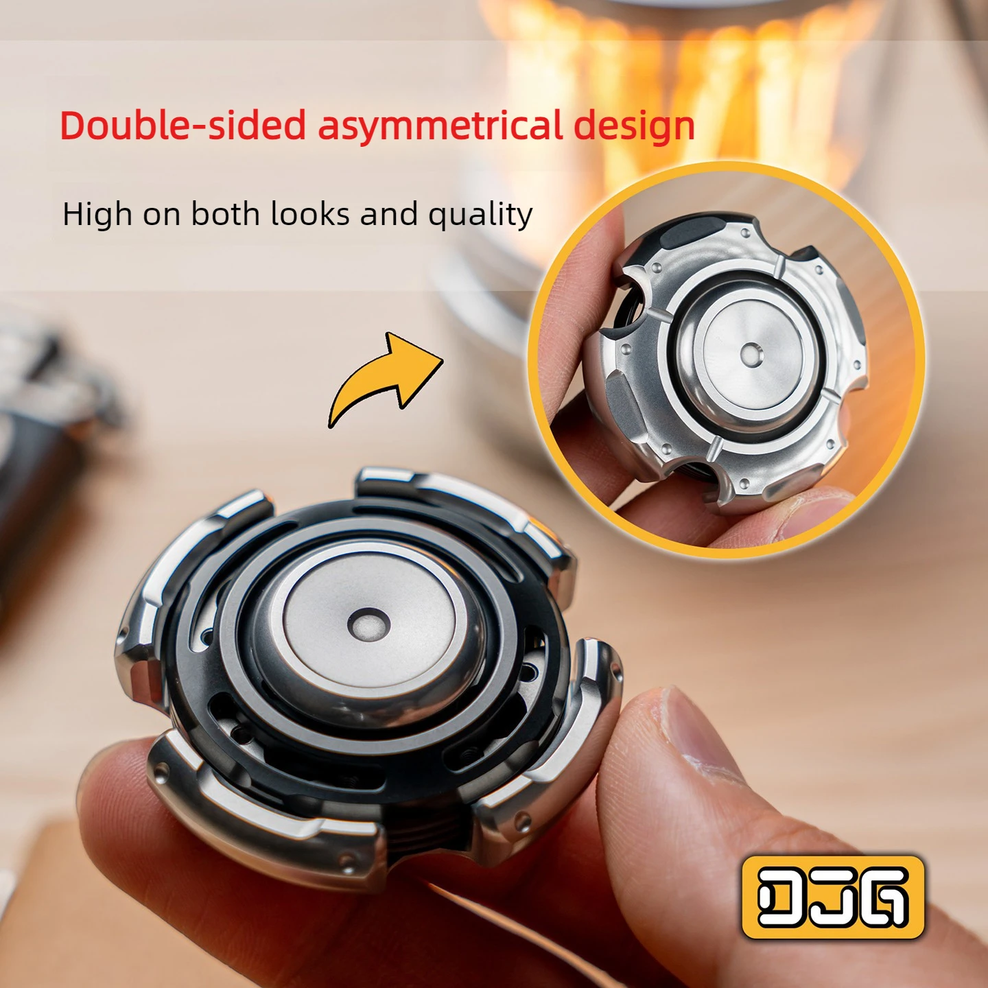 DJG EDC Metal Fidget Spinner WHISPER SPIN 4 Leaves Metal Fidget Spinner with Tuning Fork Sound Stress Relief Decompression Toy