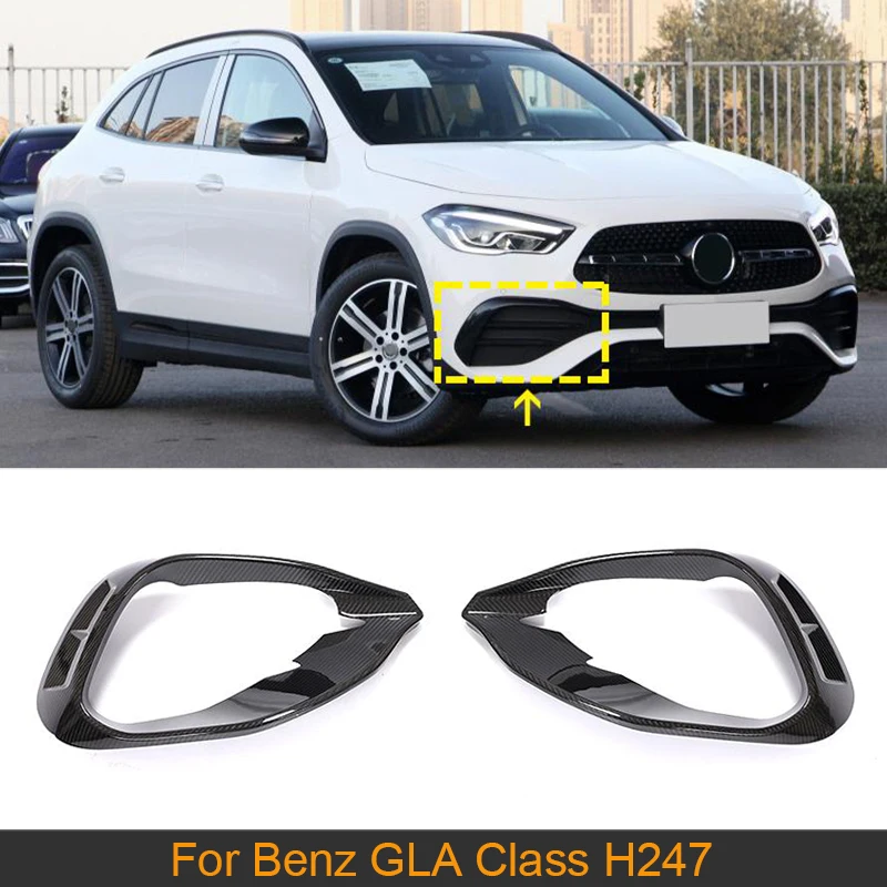 Carbon Fiber Front Bumper Fog Lamp Covers Trims For Mercedes-Benz GLA Class H247 GLA250 Sport GLA45 AMG 4D 2020 2021 Canards