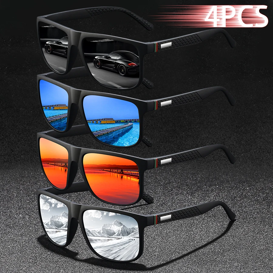 4er-Set Klassische Modische Sonnenbrillen für Damen und Herren, Vintage Karo-Design, Marken-Designer Urlaubs- und Outdoor-Sonnenbrillen ﻿