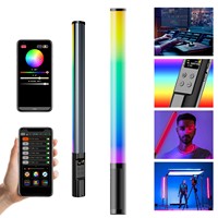 RGB Photography Light Wand Handheld LED Video Light Stick 2700K-9900K 360° Colors 2600mAh Rechargable Battery APP Remote Control