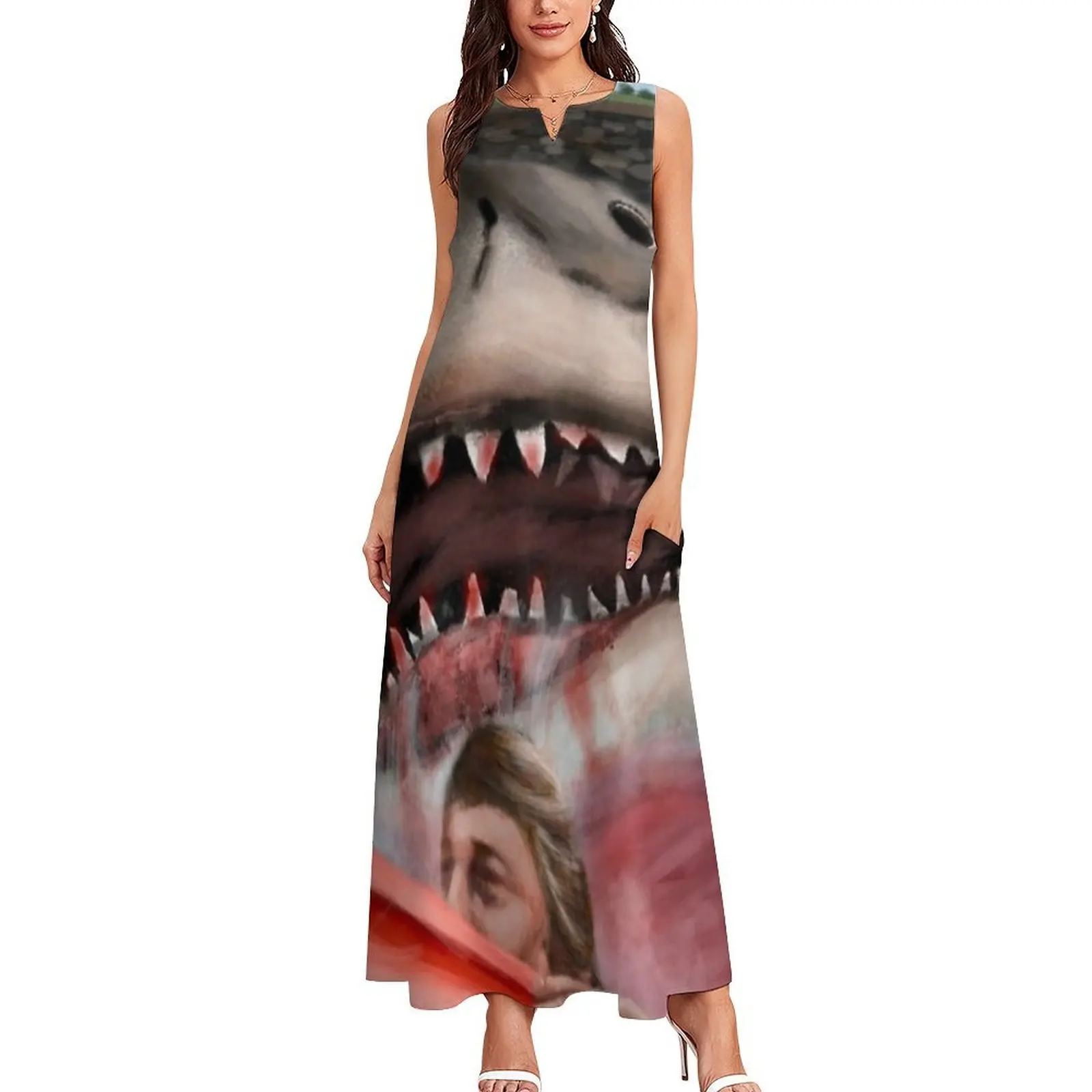 Shark Attack (Jaws) فستان طويل للحفلات ملابس نسائية ملابس نسائية كورية أنيقة