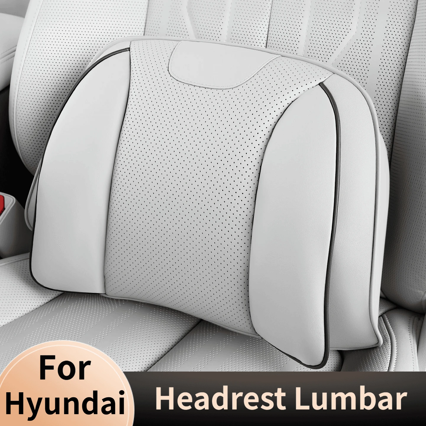 Leather Headrest Lumbar Support Set for Hyundai Tucson Elantra Avante Santa Fe Palisade IONIQ 5 IONIQ 6 Sonata Car Neck Pillows