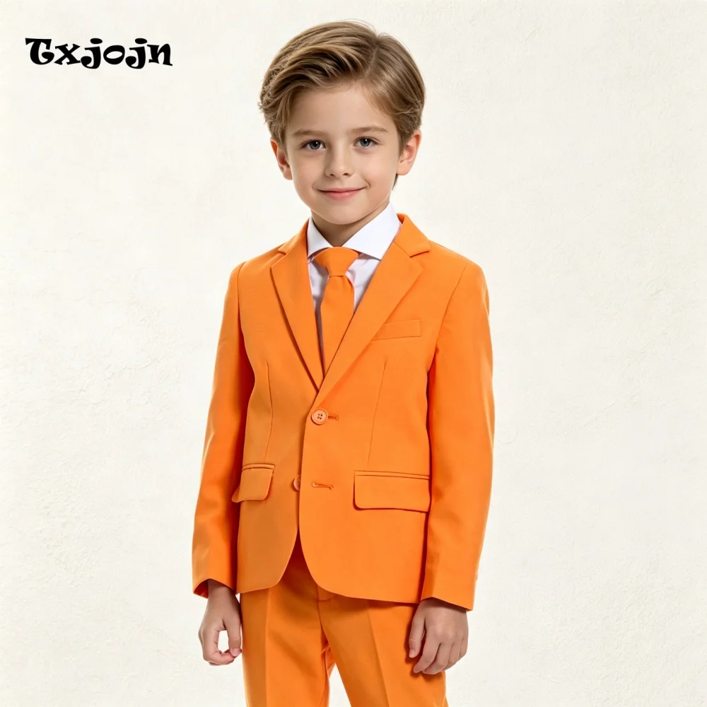 Formal Boys Suit Fashion Homecoming Tuxedos 2-piece Set Trend Pointed Collar Jacket Single Button Blazer Pants for Party