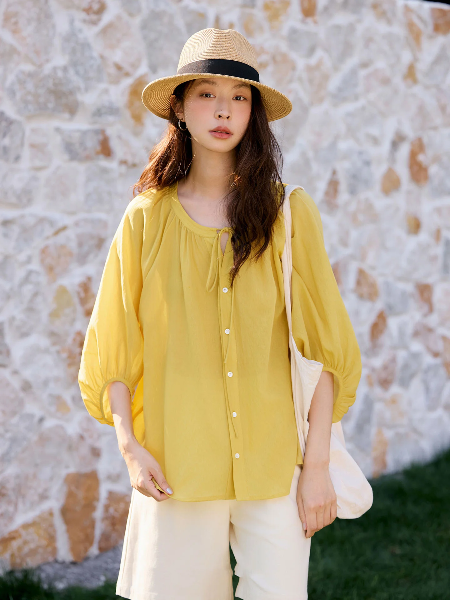 

Элегантная однотонная повседневная рубашка с поясом и одной пуговицей, прямого кроя, от U Rui Qi, в корейском стиле, для лета