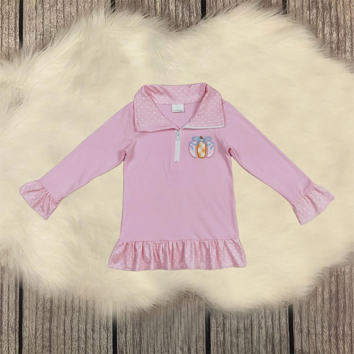 

Kids Girl Embroidery Plaid Pumpkin Shirt Sweatshirt Children Cotton Clothing Toddler Long Sleeves Thanksgiving Shirts Wholesale