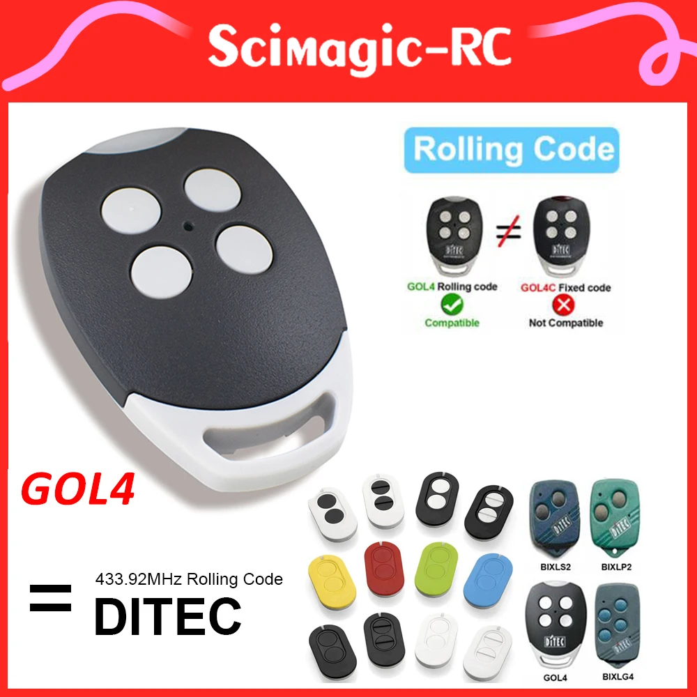 433Mhz Rolling Code Ditec BIXLS2 BIXLP2 GOL4 BIXLG4 ZEN 2 ZEN4 ZEN2W ZEN4W Gate Afstandsbediening Garagedeur Afstandsbediening Hand Zender
