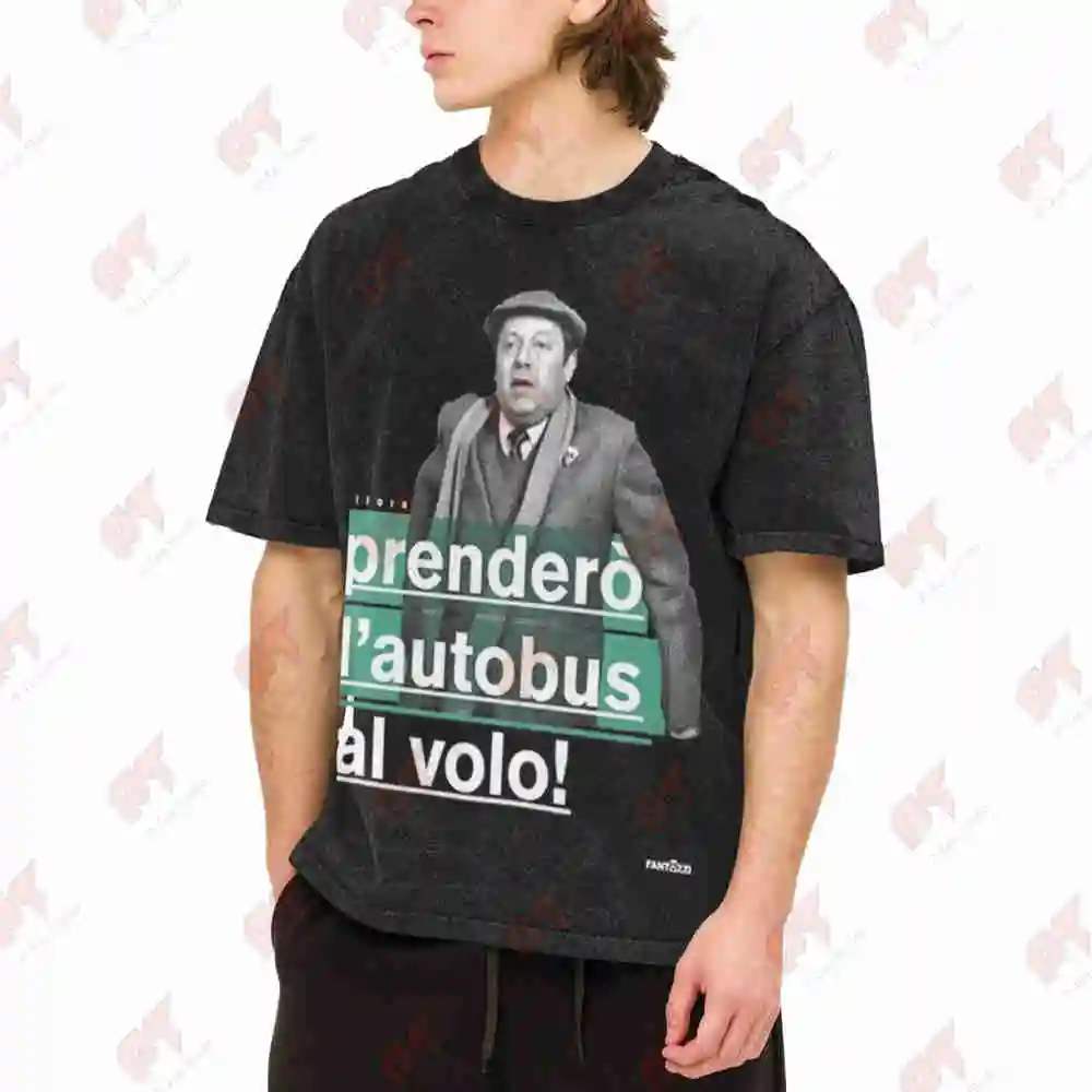 Fantozzi I'll Take The Bus Comedy Vintage Washed Tee Pure Cotton T-Shirt