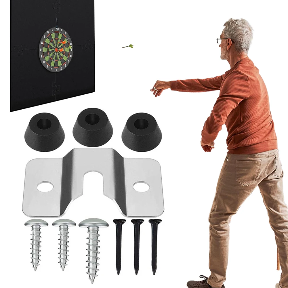 1 Set Dartboard Mounting Bracket Hardware Kit with Pads and Screws Wall Bracket Dart Board Hanger Bracket for Hanging Dartboard