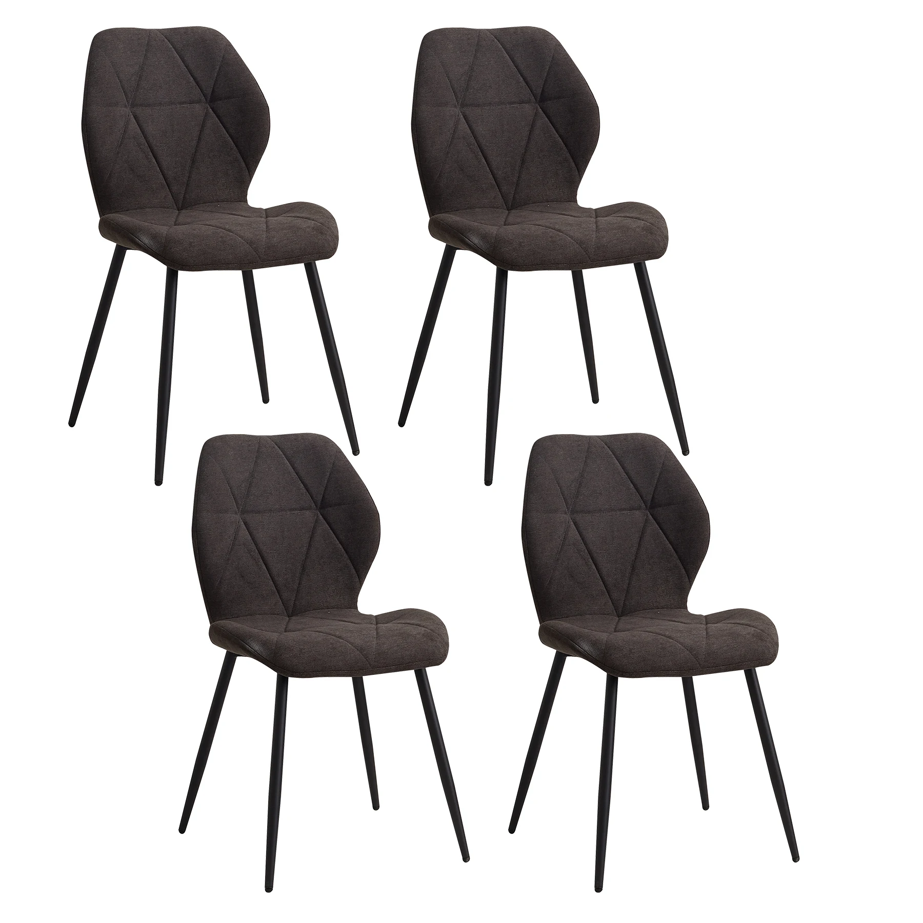 EGOONM Set van 2/4/6 Eetkamerstoelen Gestoffeerde Gewatteerde Linnen Stof Keukenstoelen Metalen Poten voor Balkon Restaurant Eetkamer