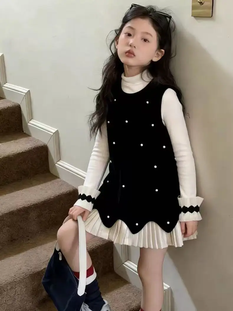 Girls' Dress Children's Spring And Autumn Princess Dress 2026 New Style Super Beautiful Dress Fashionable Vest Dress
