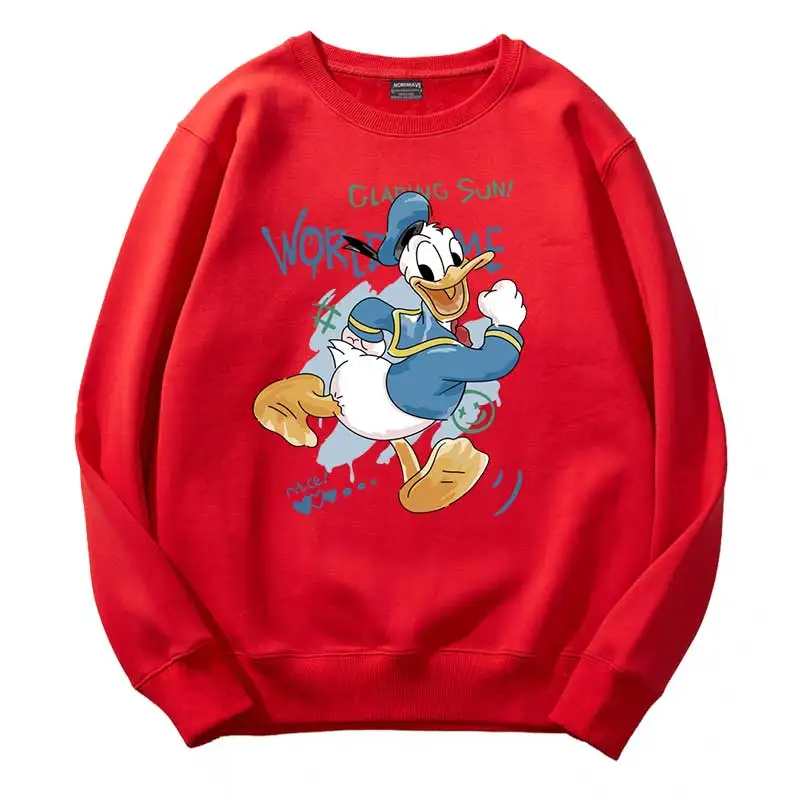 Autumn and Winter Couple's clothing pullover Disney Donald Duck Cartoon Anime Printing Men's and women's round neck pullovers