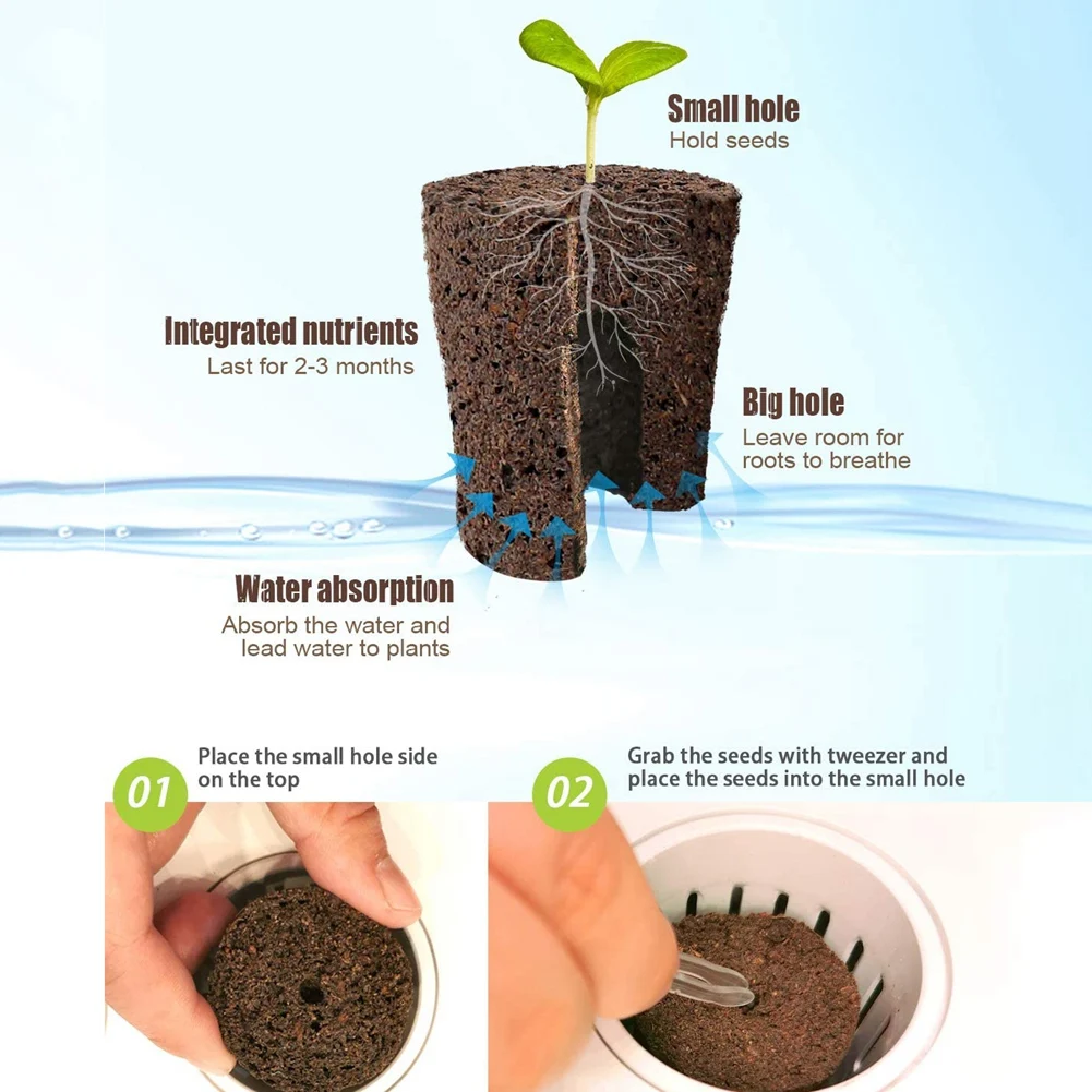 Plant Grow Sponges for Garden Indoor Garden Smart Sponge with Nutrients, Replacement Grow Pod