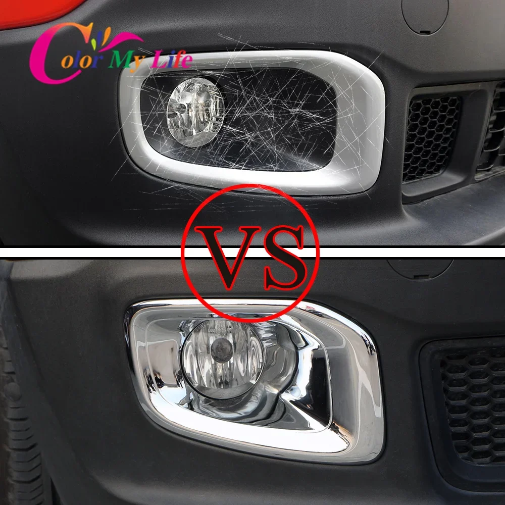 Car Chrome Fog Light Cover for Jeep Renegade 2015 2016 2017 2018 2019 2020 Accessories Front Fog Lamps Protector Trim Stickers