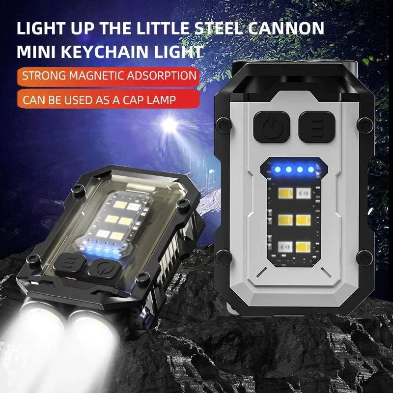 

High Bright Flashlight Portable LED Mini Keychain Light Light Source Outdoor Camping Fishing Multi-function Tool Torch Lamp