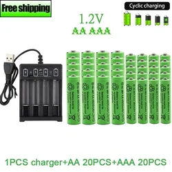 Original Rechargeable Battery1.2V AA4800mAh+AAA3800mAh+Charger for Computer Clock Radio Video Game Digital Camera AA AAAbattery