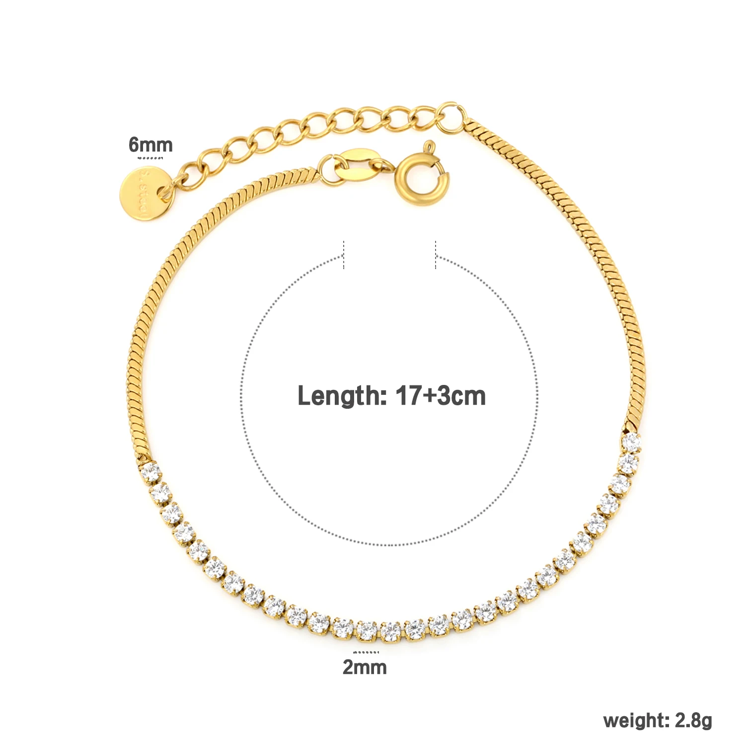 LUXUSTEEL White Cubic Zirconia Bangles For Women Stainless Steel Crystal Bracelets No Fade Bangles for Couple Jewelry Bijoux