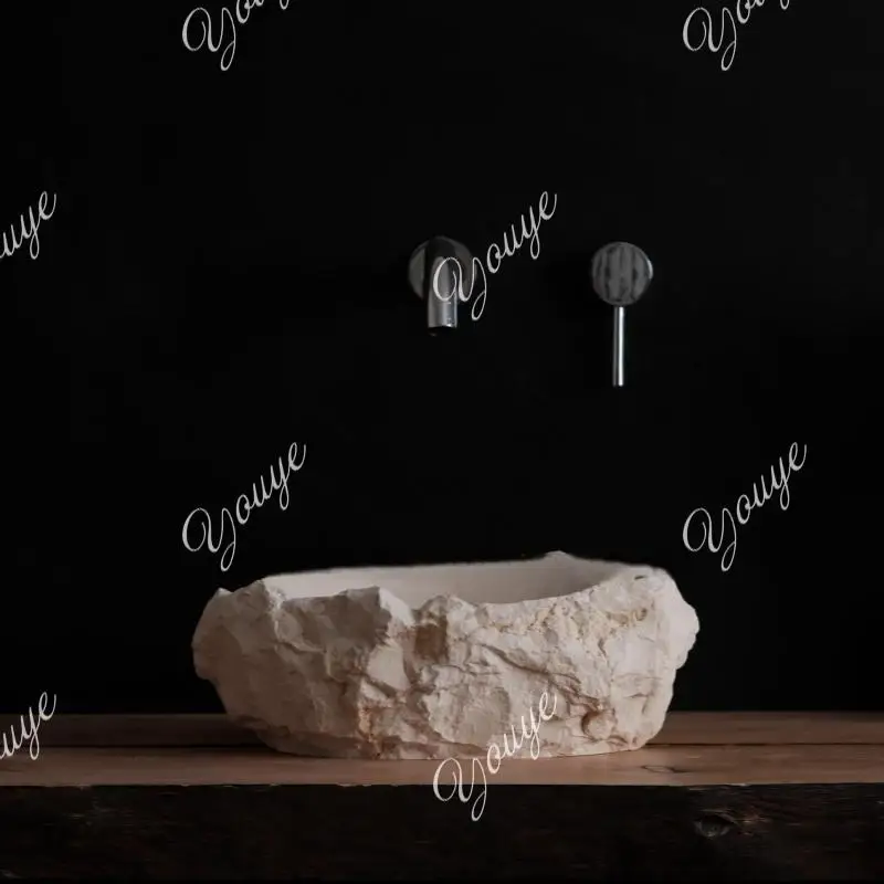 Handmade Raw Huangdong Marble Sink - Undermount Thin Edge Single Basin, washbasin/Vanity Sink, Super Narrow Rim, Not Artifi