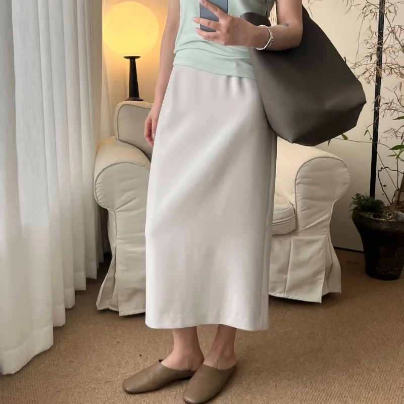 

Simple Slit Mid-length Skirt One-step Skirt