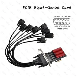 PCIE To RS232 Serial Adapter Card COM Port Expansion Card Desktop Universal COM Card 8 Port Native PCI for Express PCI-E To DB9P