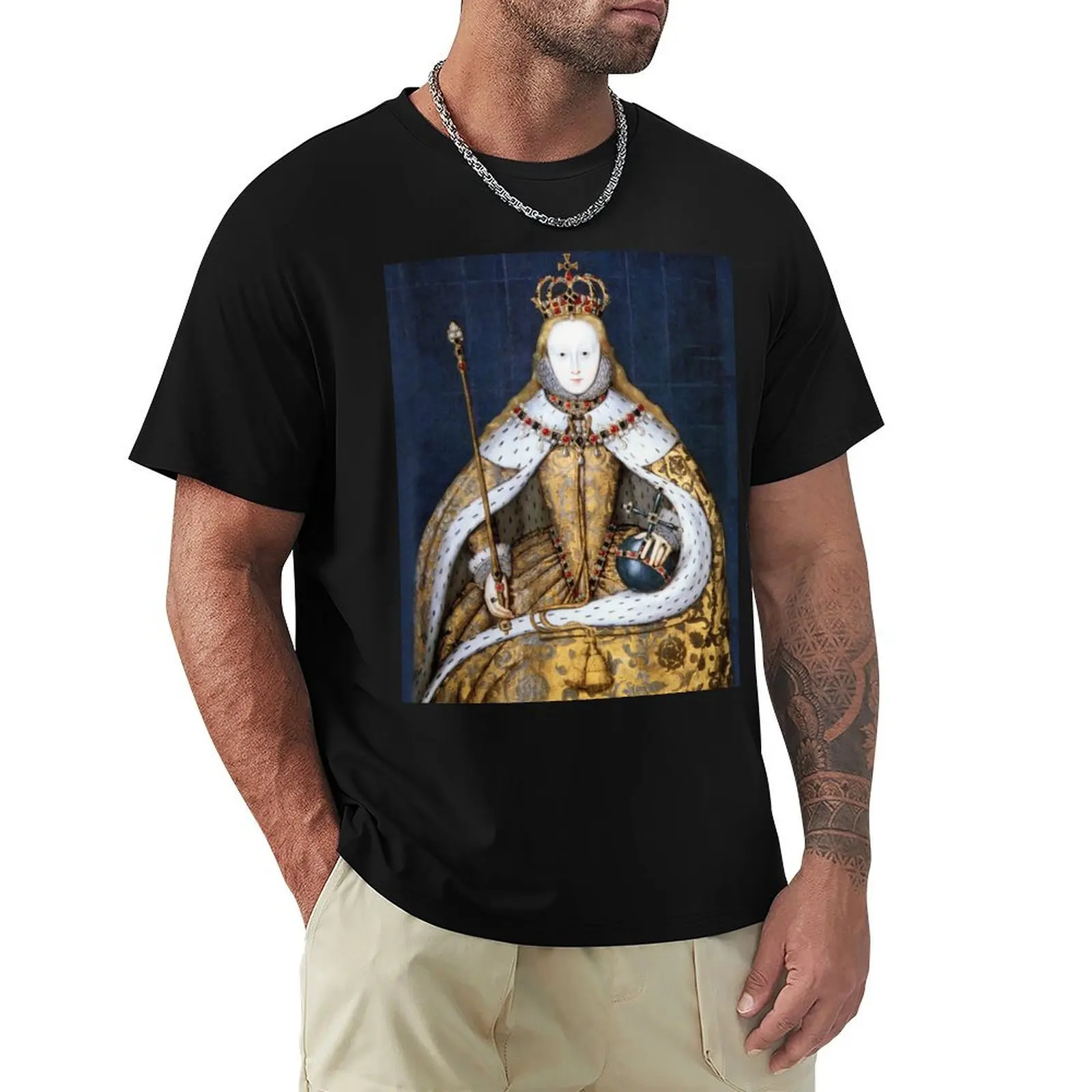 Elizabeth I Coronation Portrait T-Shirt Trendy Print Short Sleeve T-Shirt