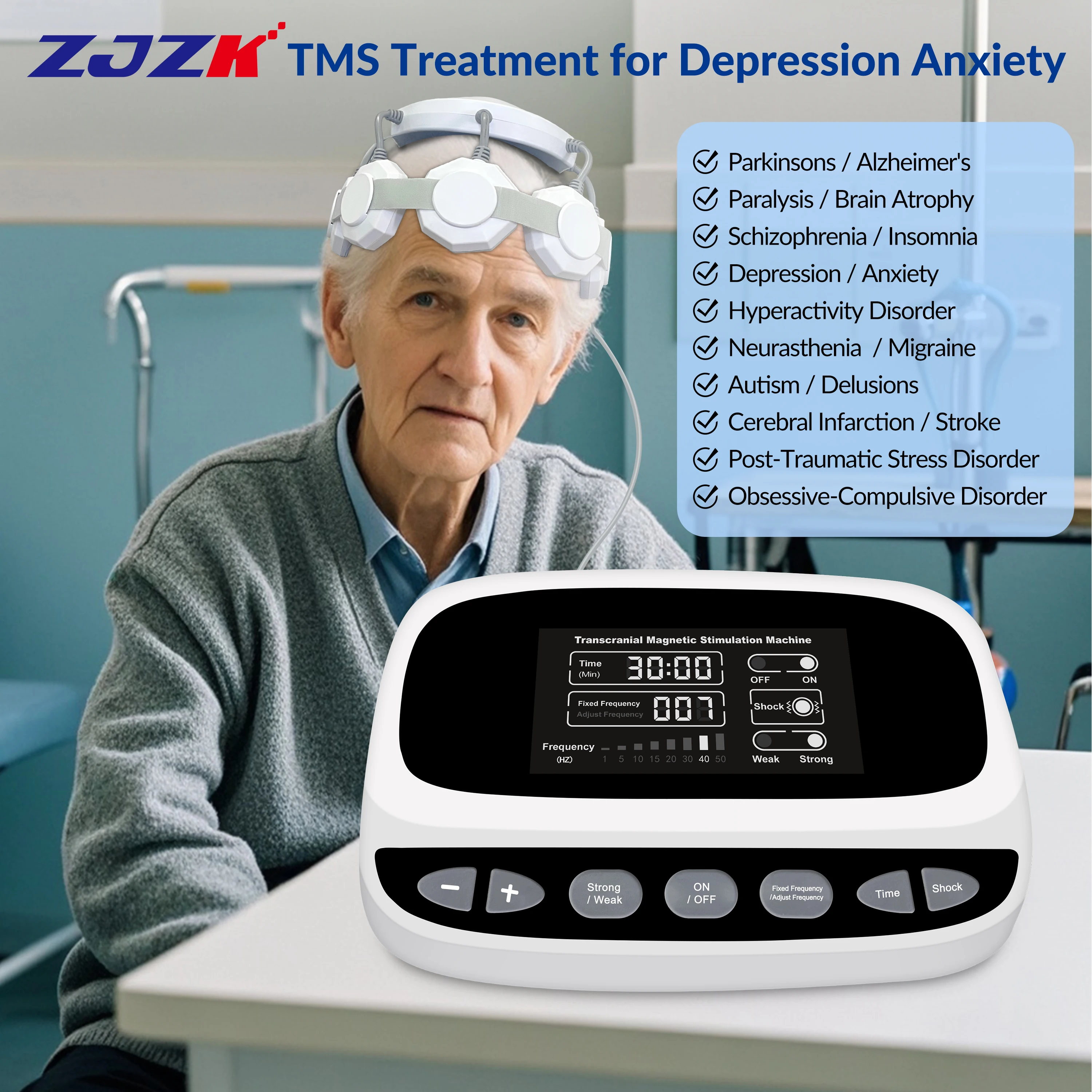 

ZJZK Repetitive Transcranial Magnetic Tms For MDD Bipolar Insomnia Amyotrophic Lateral Sclerosis Psychiatric Disease PTSD