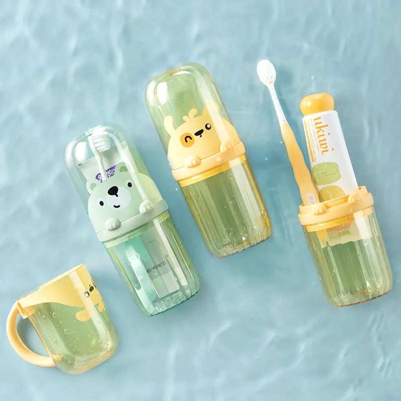 Portable Travel Toothbrush Gargle Cup Creative Cartoon Brush Cup Couple Gargle Cup Family Set Household Bathroom Supplies
