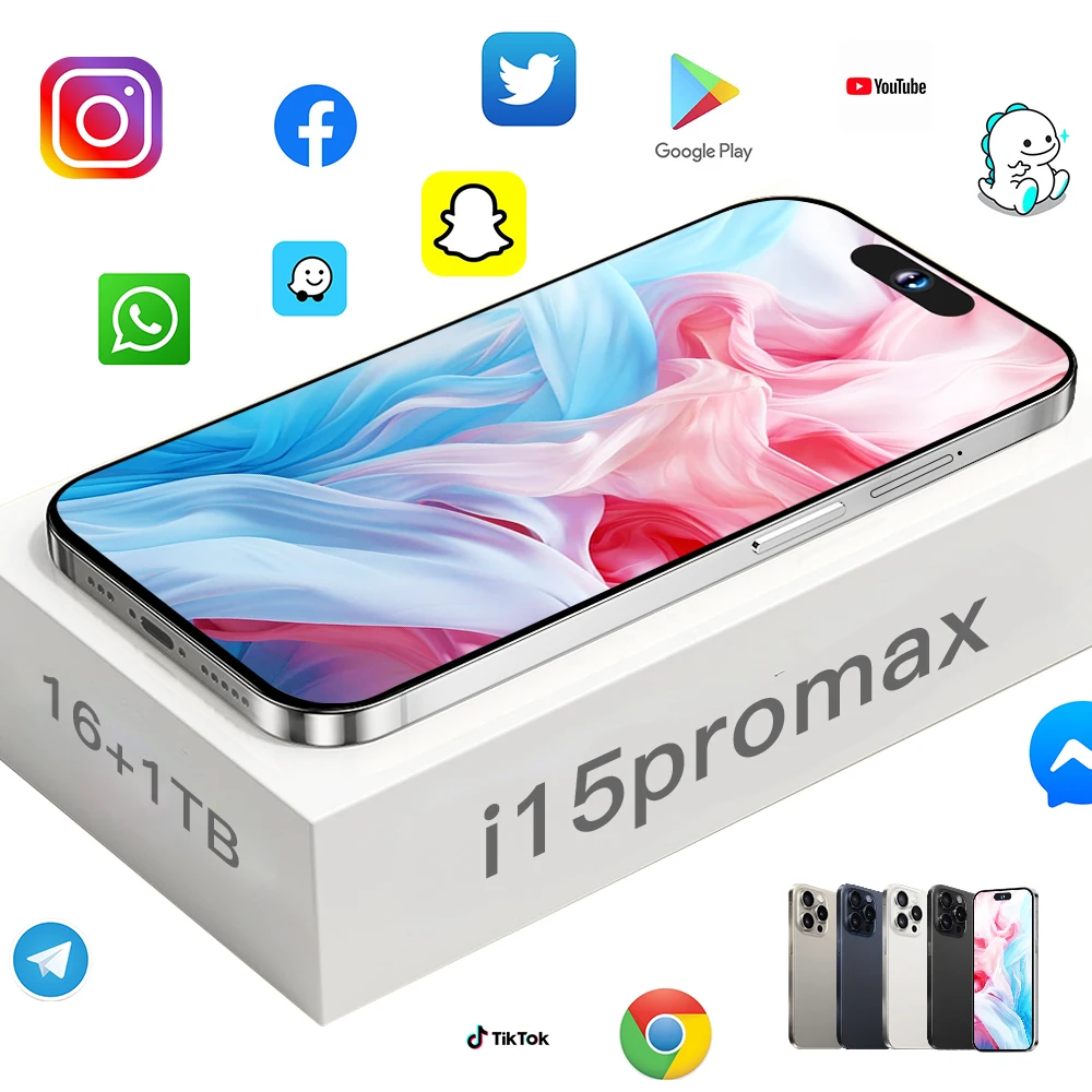 2023 Wersja klonowa 15 pro max 6,8 cala 60 Hz Tani smartfon 4G 5G 8 GB + 512 GB odblokowana Podwójna karta SIM 64 MP Tani 15 Pro Max