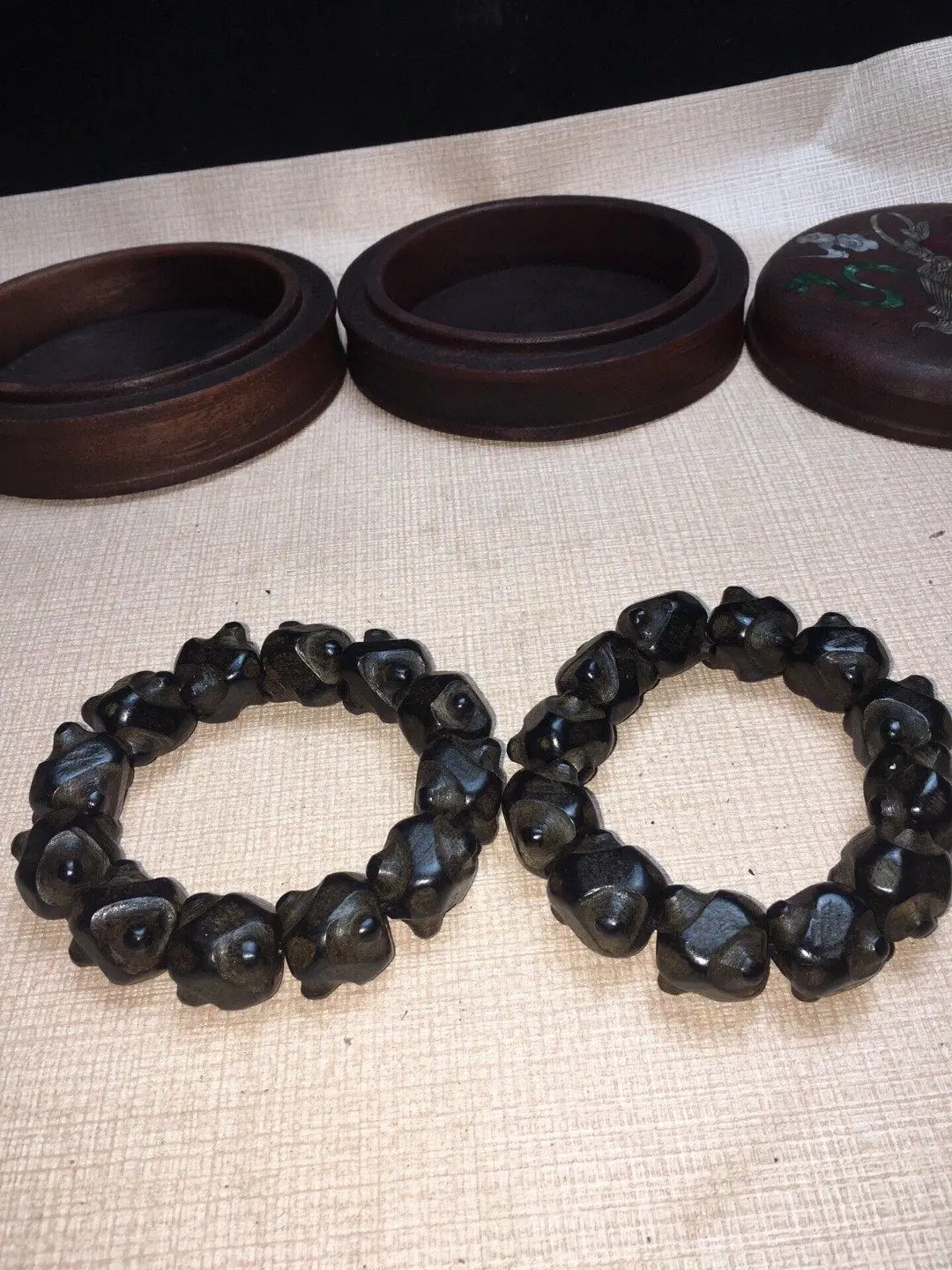 Vintage Collectible Agarwood Beaded Bracelet Antique Rosewood Gift Box Oriental Chinese Retro Wooden Prayer Beads Bracelet Premi