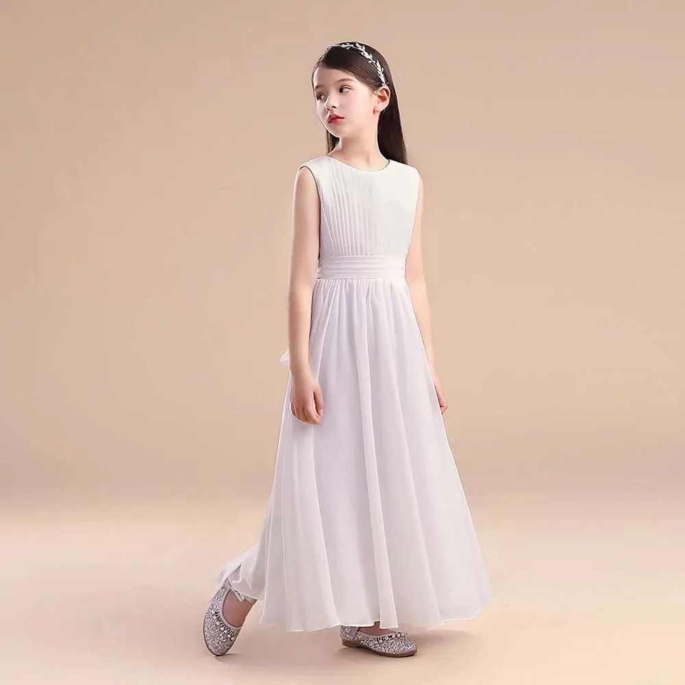 Wedding Fancy Girls Fashion Party Dresses Chiffon Flutter Sleeveless Princess Pageant Wedding Bridesmaid Birthday Long Dress