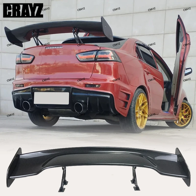 

For Mitsubishi LANCER EVO Black Spoiler 2008 to 2015 ABS Material Primer Color Car Tail Wing Decoration Rear Trunk Spoilers Wing