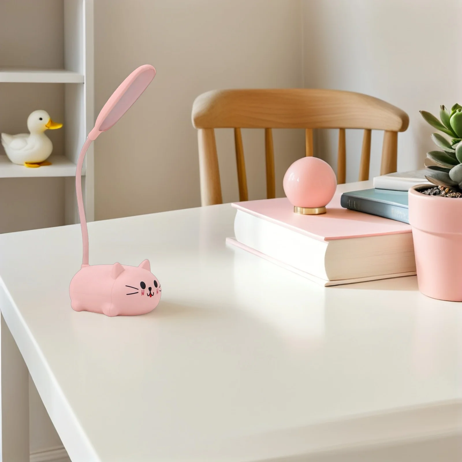 Cat Desk Kawaii Table Lamp For Usb Rechargeable Night Desk Accessories For Light Led Study Lamp